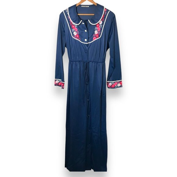 Vintage JC Penny Women's Original Retro Floral Polyester Sleepwear Robe - Picture 2 of 11